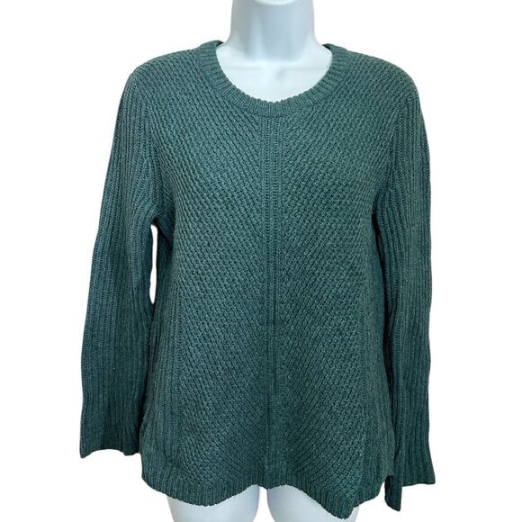 Madewell Sophia Heather Spruce Ribbed Sweater Sz S Hexcomb Texture Knit Pullover - Picture 5 of 5